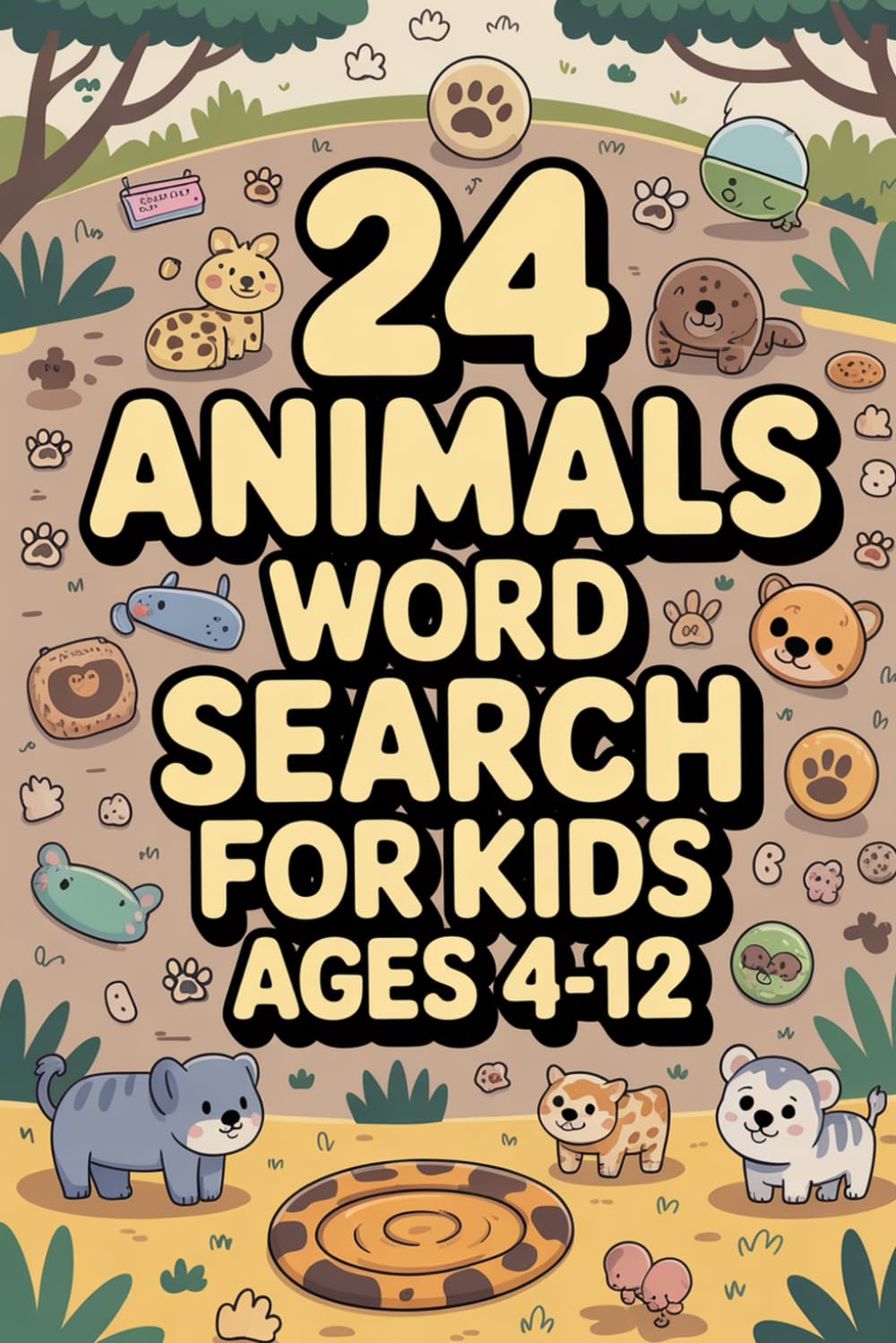 Animals Word Search - 24 Puzzles for kids ages 4-12: Engaging Puzzle Activity Book with Easy Searching