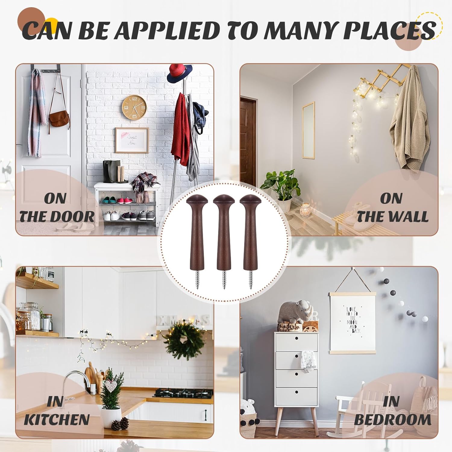 20 Pieces Wooden Shaker Peg Screw-on Pegs 3.62 Inch Long Unfinished Wood Shaker Racks for Hanging Clothes Hats Towel and More DIY Paint Color (Dark Brown)