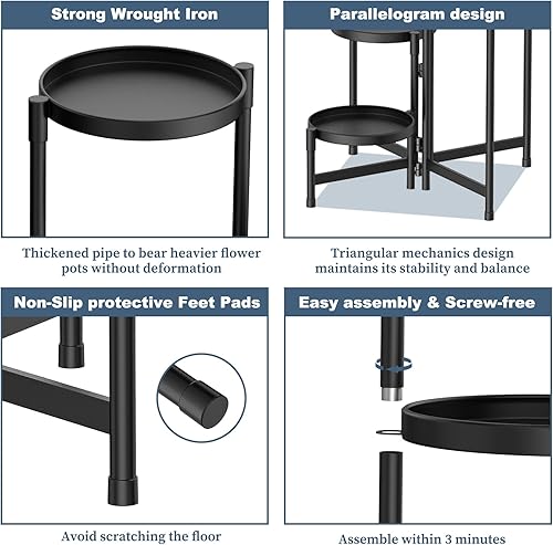 Miniatura 3 de MOKANI Soporte de metal para plantas de interior, 5 niveles para plantas, espacio libre para interiores, soporte escalonado para múltiples plantas,