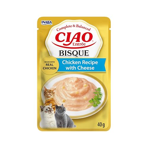INABA Ciao Entrée Bisque, Comida Húmeda para Gatos, Comida Completa y Equilibrada con Pollo y Queso