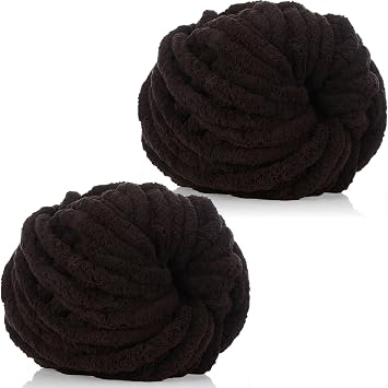 Chunky Crochet Yarn 2 250g Thick Soft Fluffy Chenille Yarn,Multicolored Knitting Chunky Wool,Super Chunky Yarn for Crocheting Blankets,Hats,Cushions&BagsCoffee