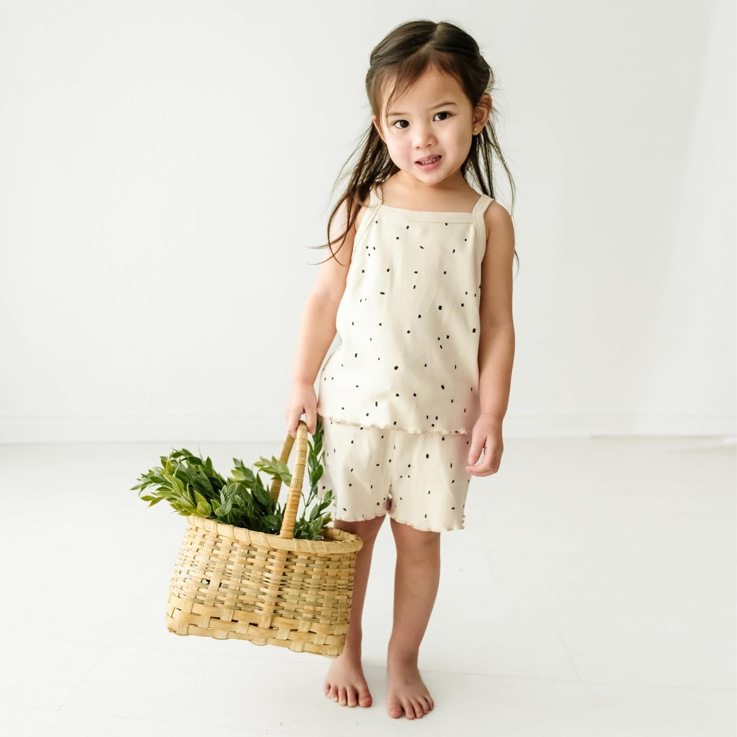 MakeMake Organics GOTS Certified Organic Cotton Baby Kids Toddler Girl Top and Short Outfit Set - Pixie Dots, 2-3 Years