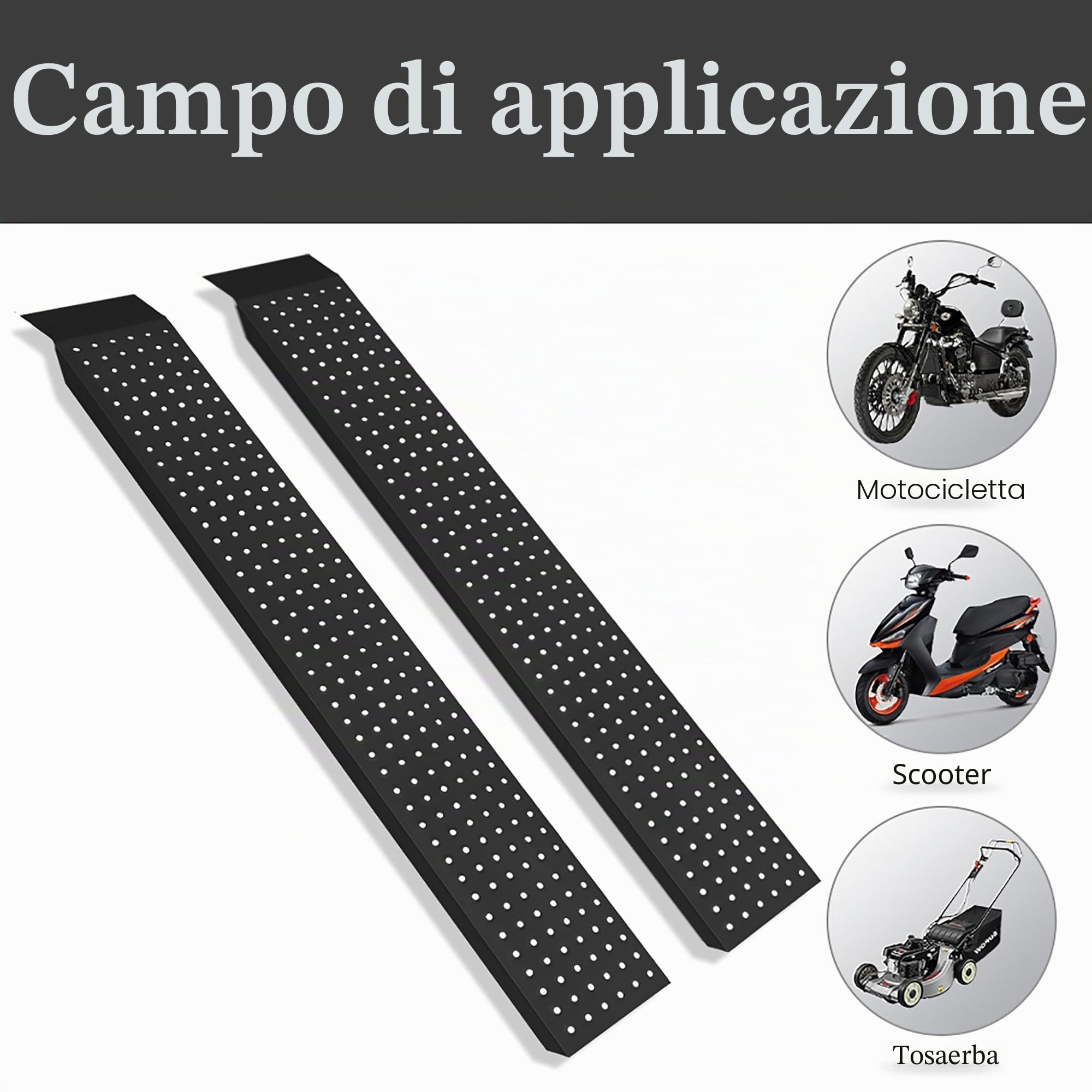 LARS360 Rampa di carico per rimorchio, auto e moto - Accessorio per sedia a rotelle (Nero, 160 cm)