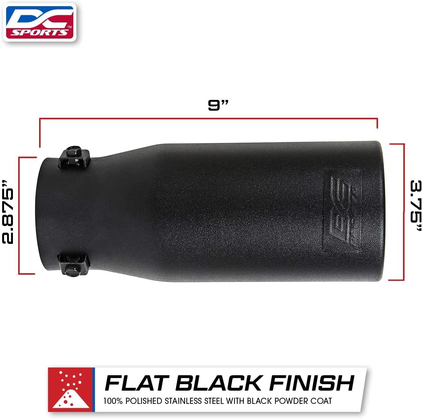 DC Sport Black Universal Bolt On Exhaust Tip 2.875" Inlet 3.75" Outlet - Fits 1.75" - 2.5" Tail Pipes