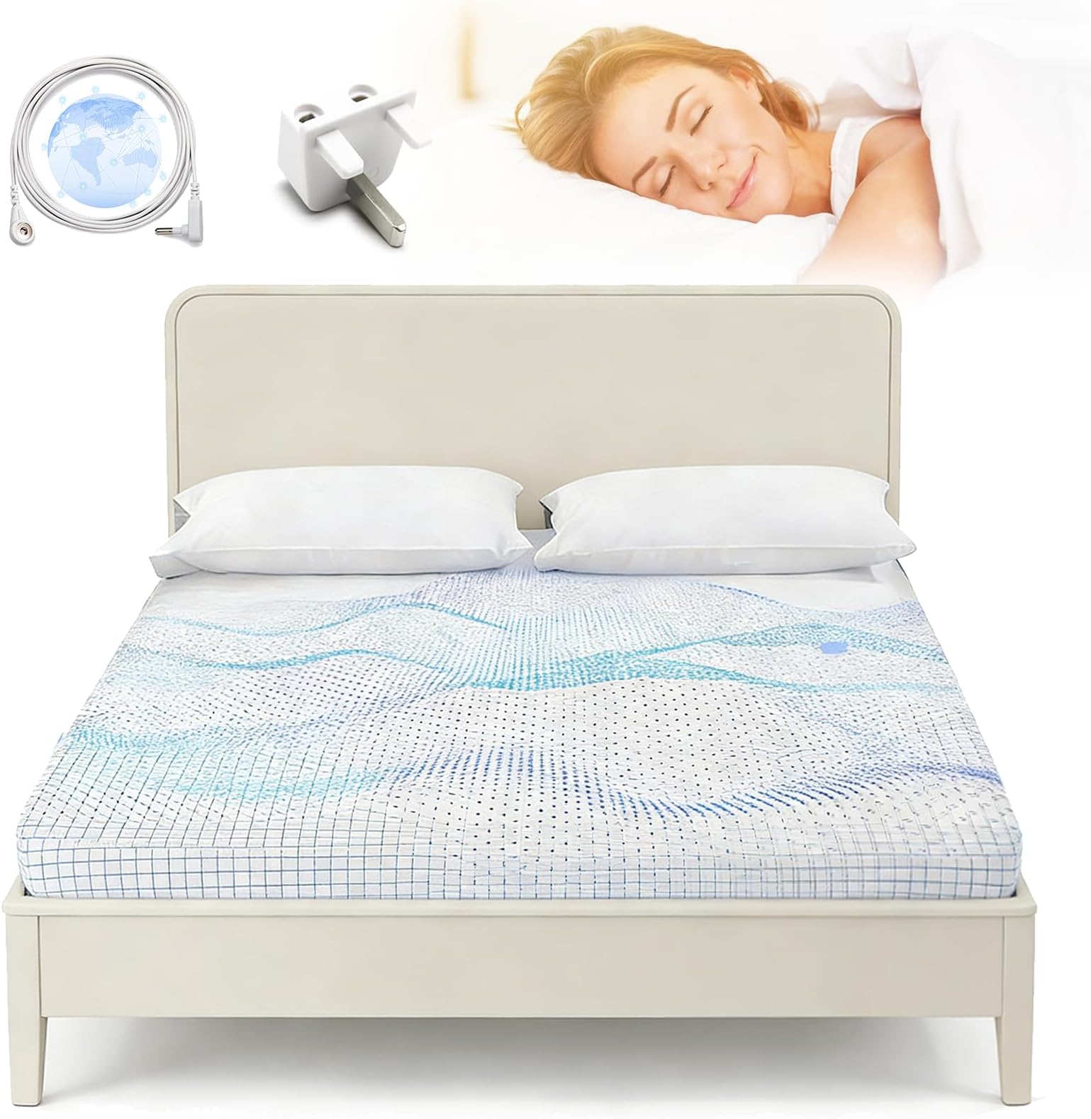 Grounding Fitted Sheet, Earthing Bed Sheet King Size, Full Wrap Grounding Mat Earthing UK with 5% Silver Fiber & 95% Organic Cotton, Groundingwell Bedsheet for Better Sleep, 153 x 203 cm (White)