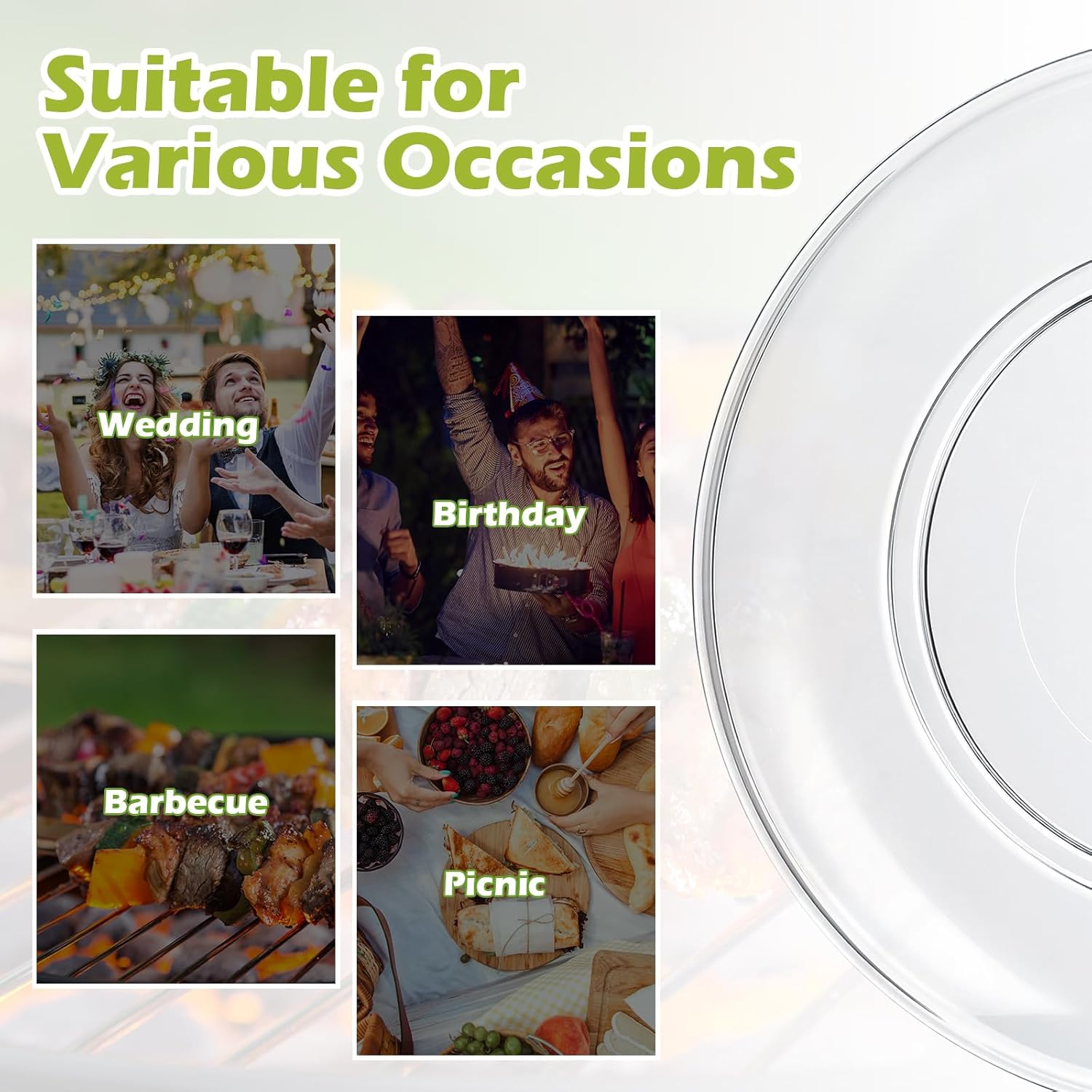 Mimorou 300 Pcs Clear Plastic Dessert Plates 5.5 Inch Disposable Cake Plates Small Party Dishes Bulk Clear Round Dishes for Wedding Dinner Appetizers BBQ Travel Catering Events