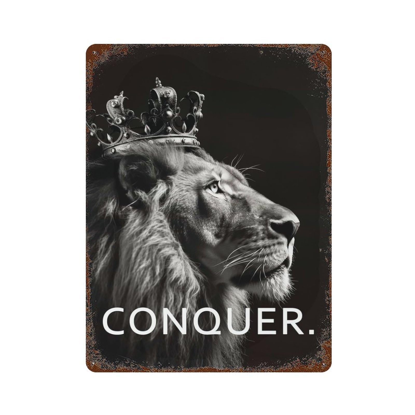 Conquer The World Rust Effect Tin Sign 15.7"x11.8", Industrial Home Decor for Garage, Bar And Workshop Decor