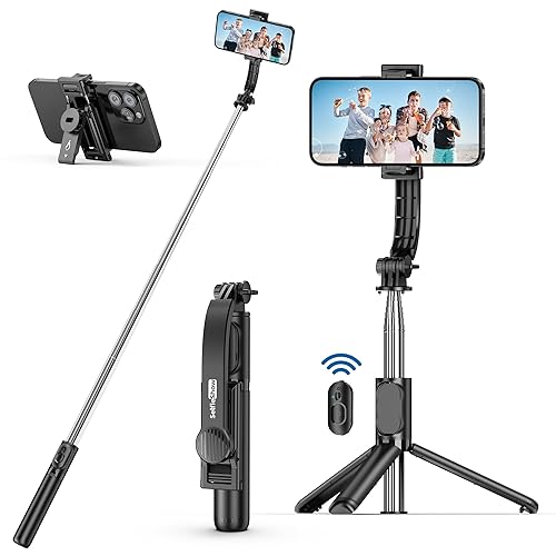 Selfie Stick, 4 in 1 Selfie Stick Phone Tripod Stand, 41 Inch 106cm Extendable and Portable Selfie Stick with Detachable Wireless Remote Compatible with iPhone 16 15 14 13 12 11/Galaxy/Huawei, etc. - Regular