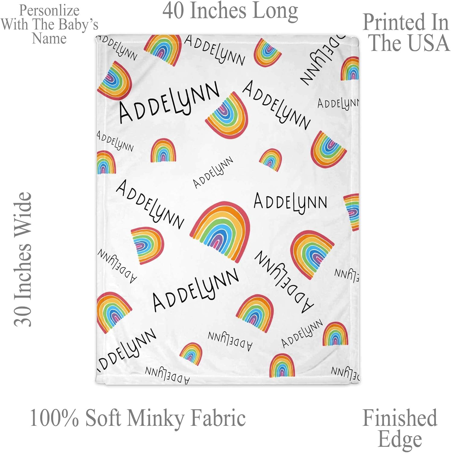 Girls Love A Monogram Personalized Rainbow Baby Blanket with Name-Custom Personalized Baby Blankets for Girls with Name