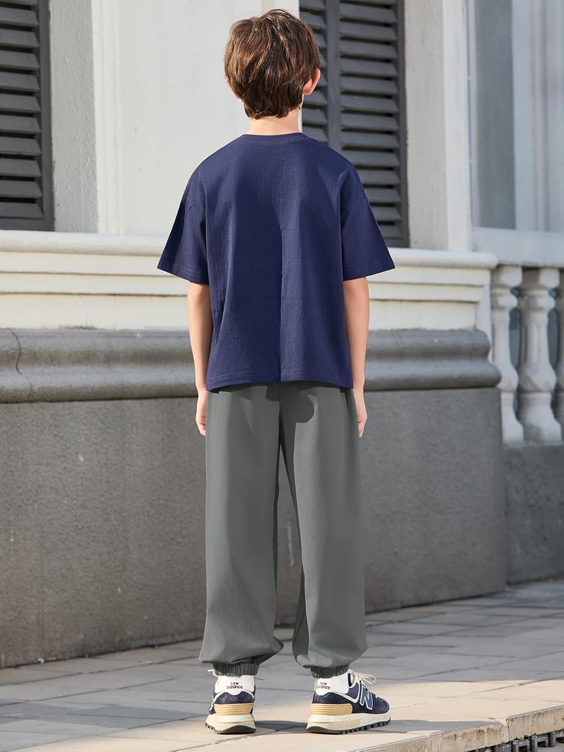 Haloumoning Boys Joggers Pants Kids Elastic Waist Sweatpants Quick Dry Mesh Color Block Athletic Pants 5-14Y - Image 4