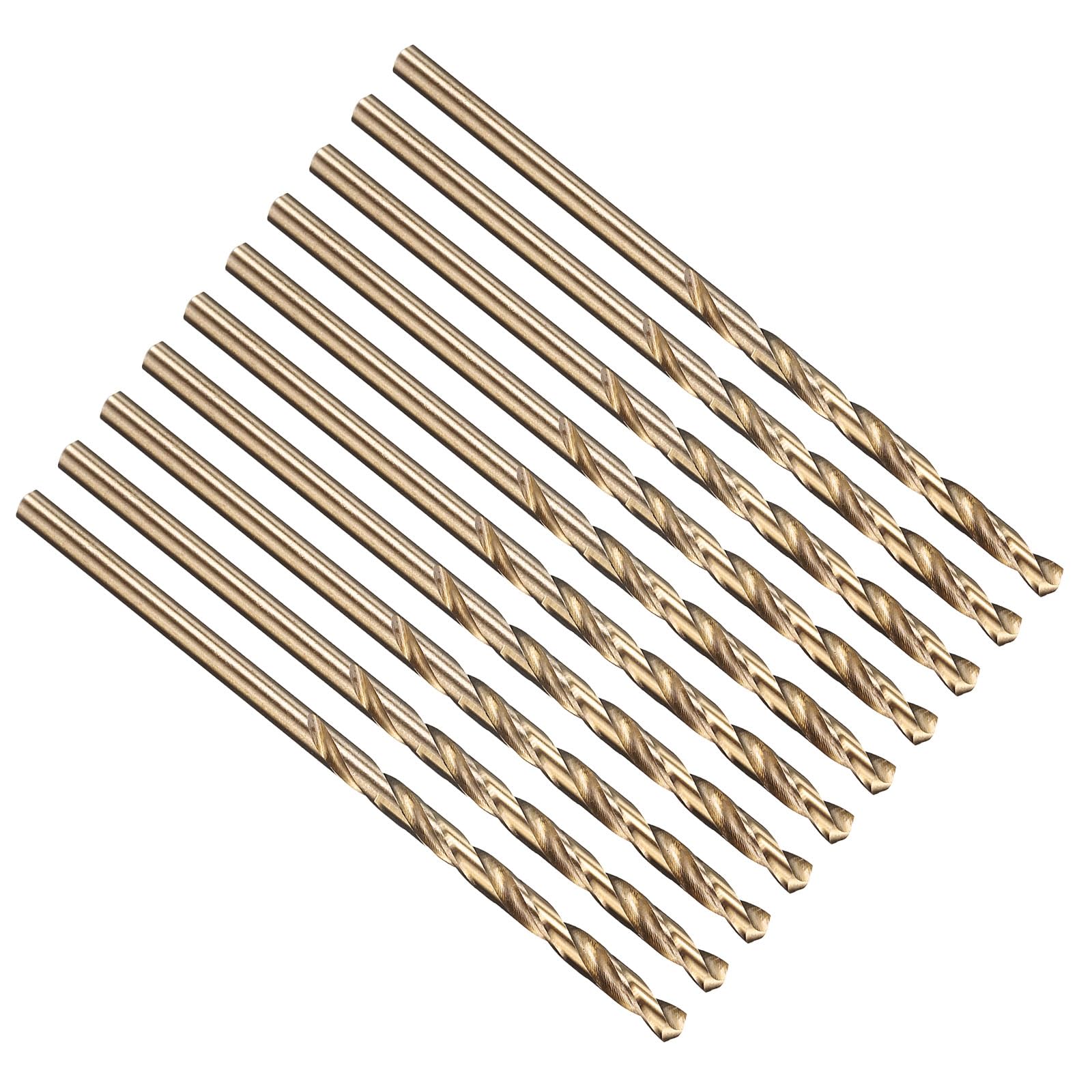 PATIKIL 3.2mm Drill Bit 1/8", M35 Cobalt 5% High-Speed Steel Jobber Straight Shank 135° Gold Finish for Stainless Steel Hard Metal - 10 Pack — image 1