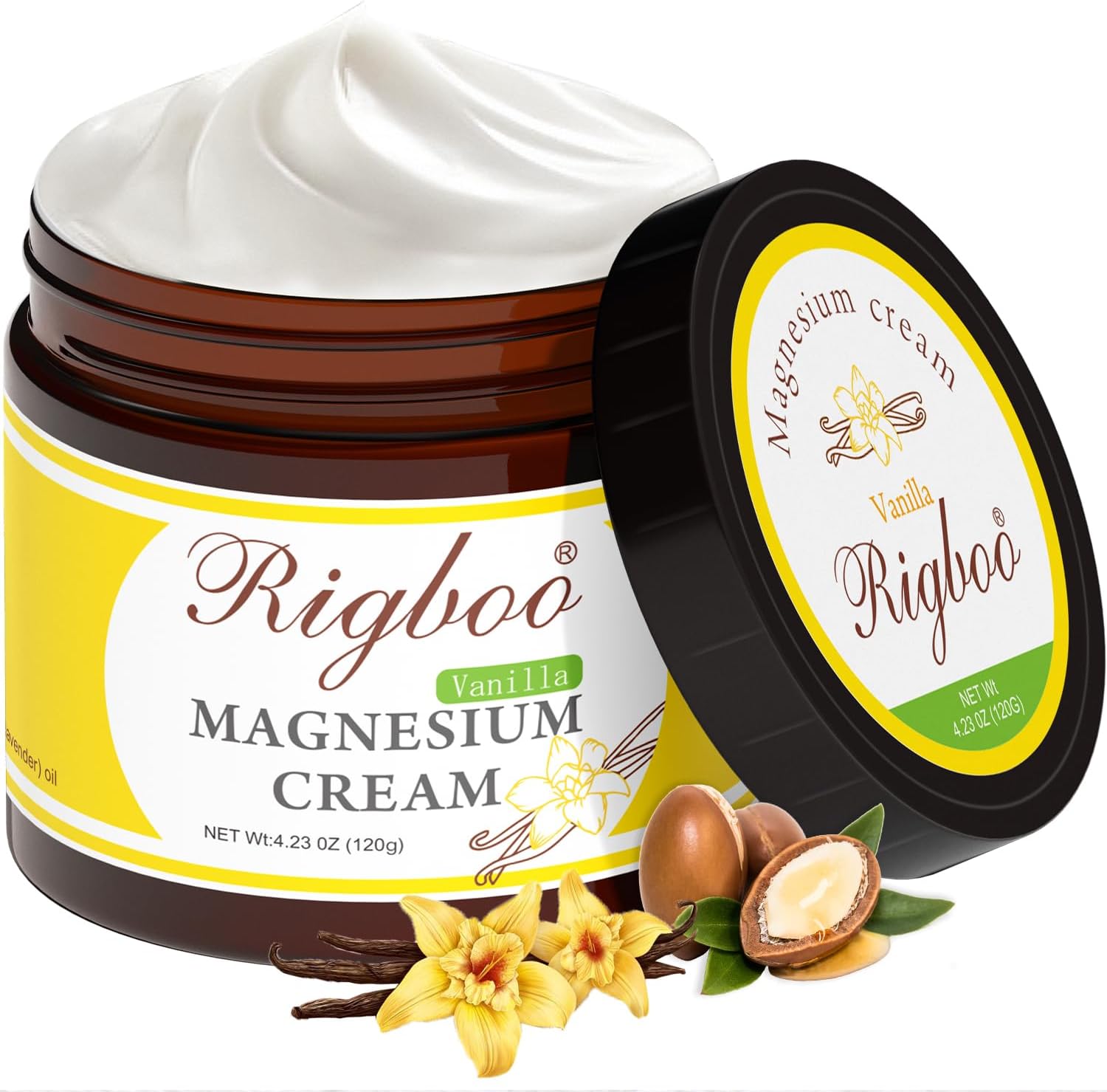 Magnesium Cream for Sleep, Magnesium Lotion Relief and Relaxation Non-Greasy, Fast Absorbing Body Lotion with Coconut Oil with Chamomile, Safe for Sensitive Skin, Safe for Kids (Vanilla)