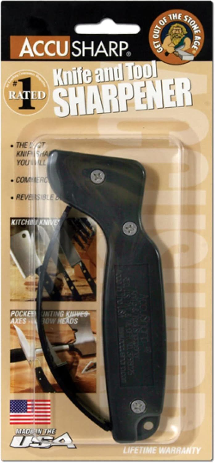AccuSharp Knife & Tool Sharpener - OD Green - Sharpens, Restores & Hones - Handheld Sharpener for Hunting Knives, Serrated Blades, Cutting Tools & Machetes - Diamond-Honed Tungsten Carbide Sharpener