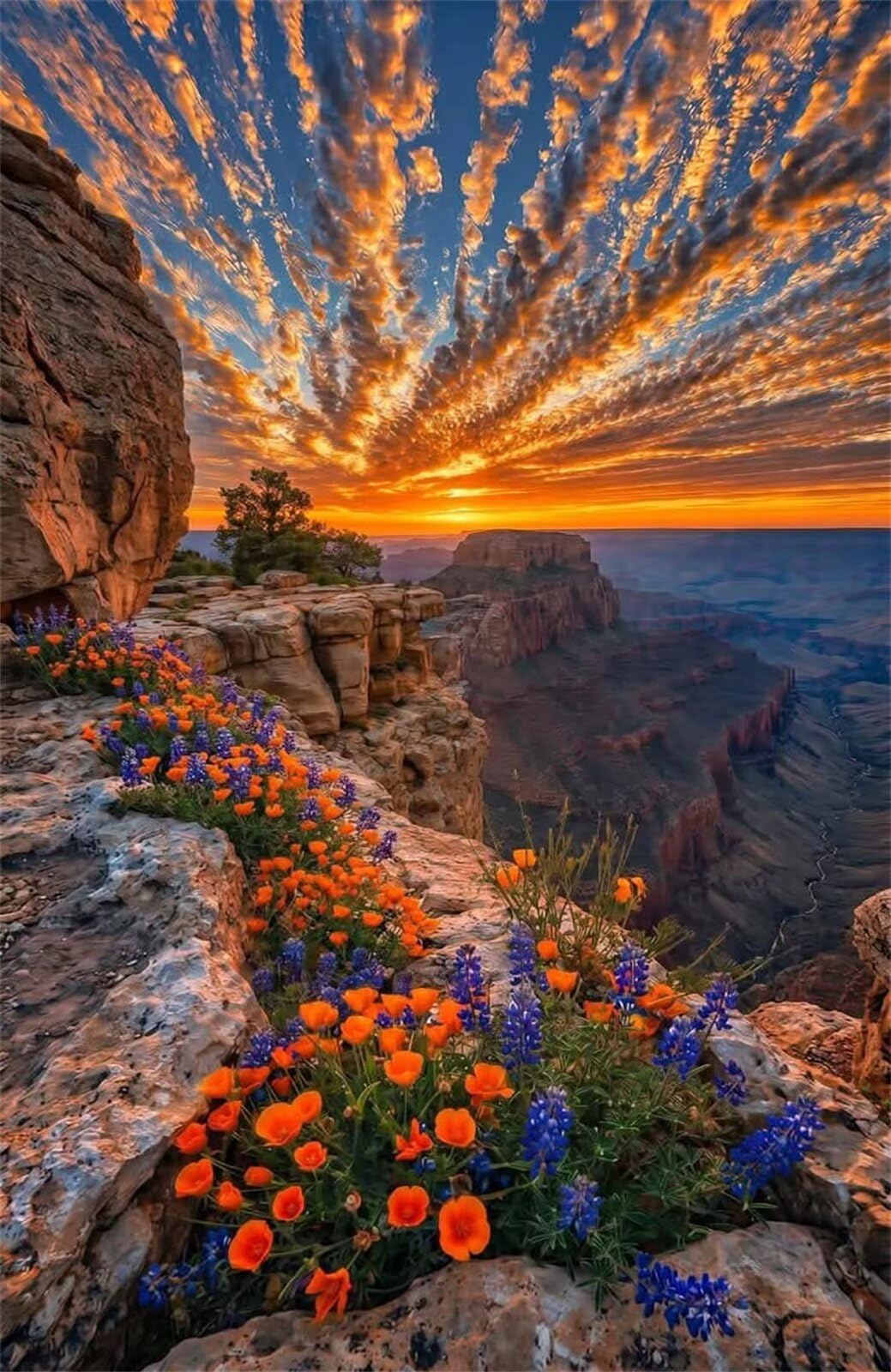 Puzzle para Adultos 1500 Piezas, Flores Los Acantilados Atardecer, con Póster, Piezas de Encaje, Letras en la Parte Posterior, Decoración de Pared, Regalo para Adultos (87x57cm)