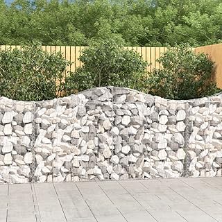 Arched Gabion Basket, Silver Galvanized Iron, 78.7 x 11.8 39.4 in, Outdoor Planter for Garden Beds, Sound Insulation Lawn Planters