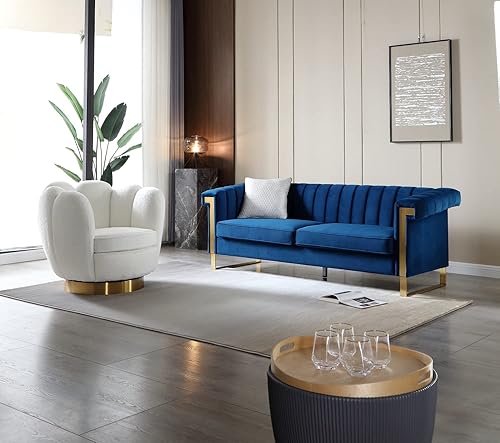 Miniatura 48 de Sofá Chesterfield de terciopelo de 83 pulgadas, sofá moderno de mediados de siglo, sofá de 3 asientos para sala de estar y apartamento (negro) Negro