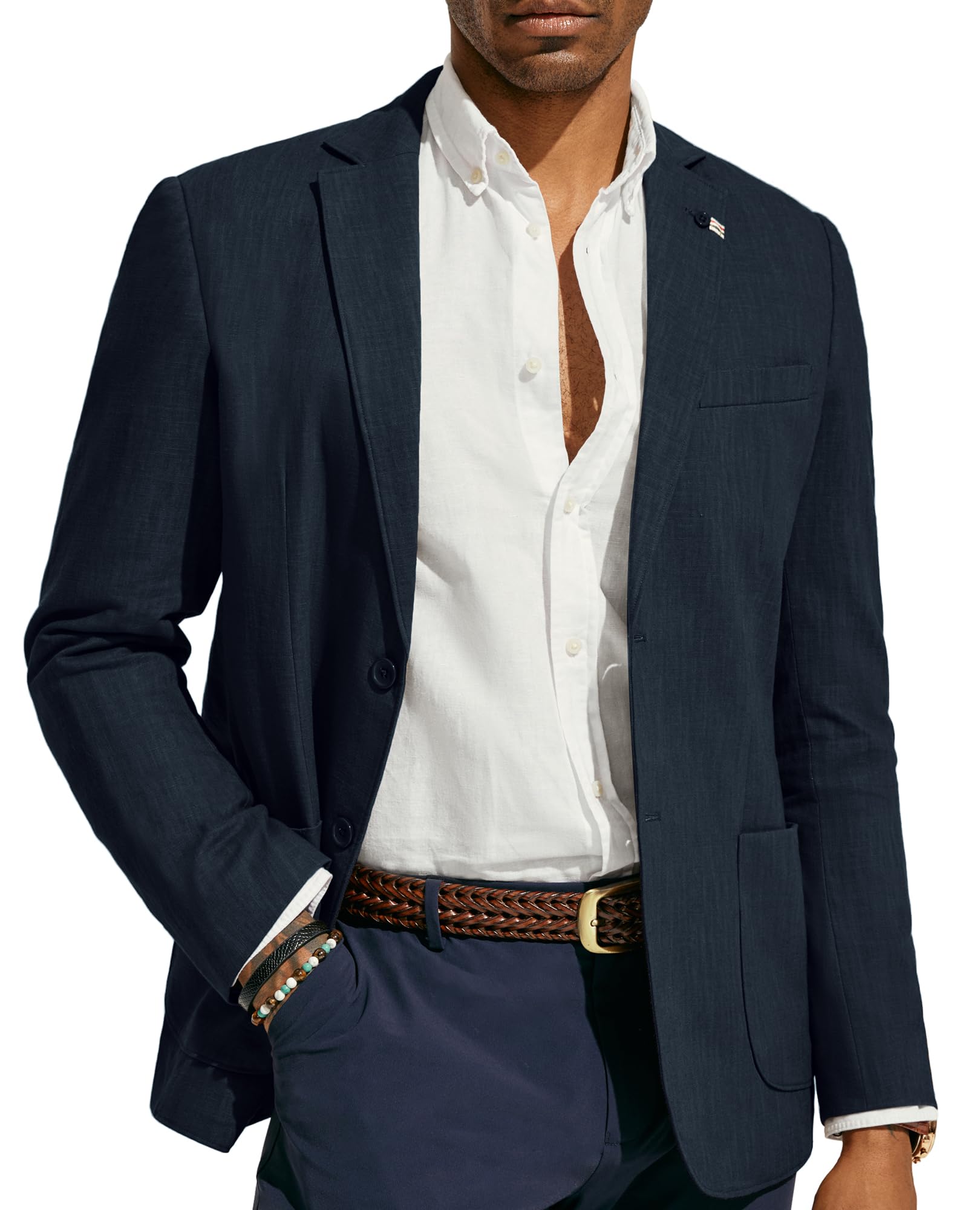 PJ PAUL JONES Mens Casual Blazer Lightweight Linen Sport Coat 2 Button Unlined Suit Jackets