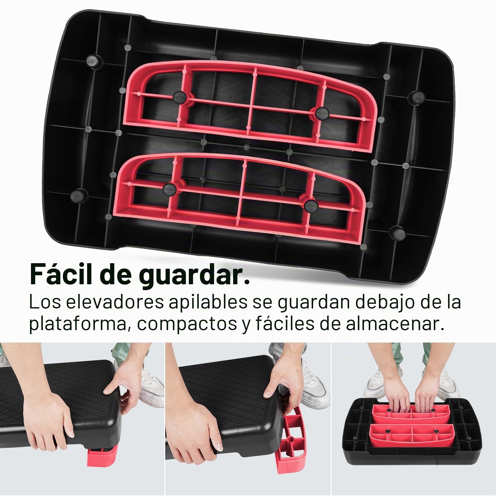2 Levels Height Adjustable Workout Aerobic Step Stepper in Fitness & Exercise Step Platform Trainer Stepper with 2 Risers Adjust 10cm - 15cm