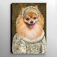 SweePep Custom Pet Portrait Canvas Poster - Personalized Hand-Drawn Wall Art for Living Room, Bedroom, Home Office (The Queen)
