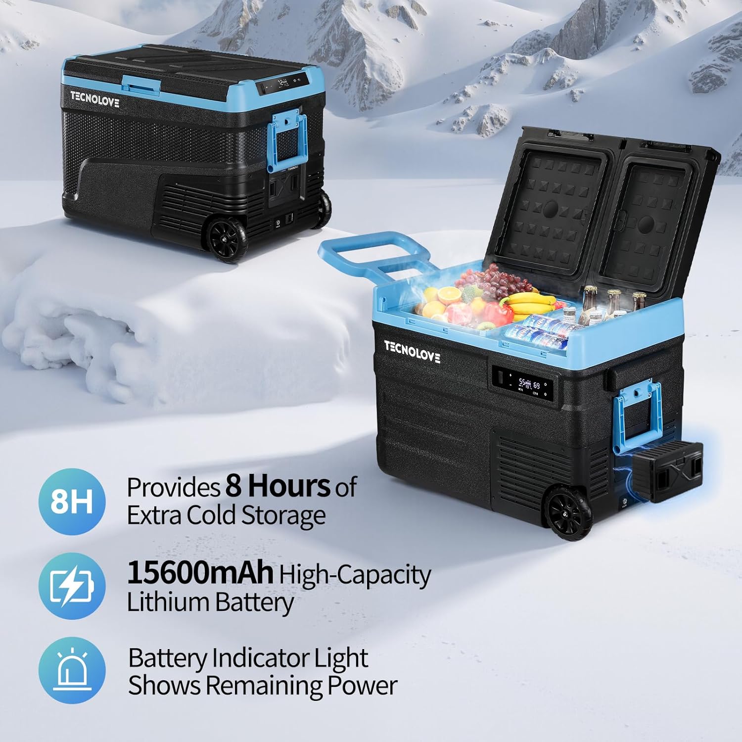 Plug-in Battery for Car Refrige 15600mAh/173Wh High Capacity Rechargeable AC/DC Quick-Charge Solar-Charge Small Compact Lithium-ion Battery High Durability Cordless Ideal