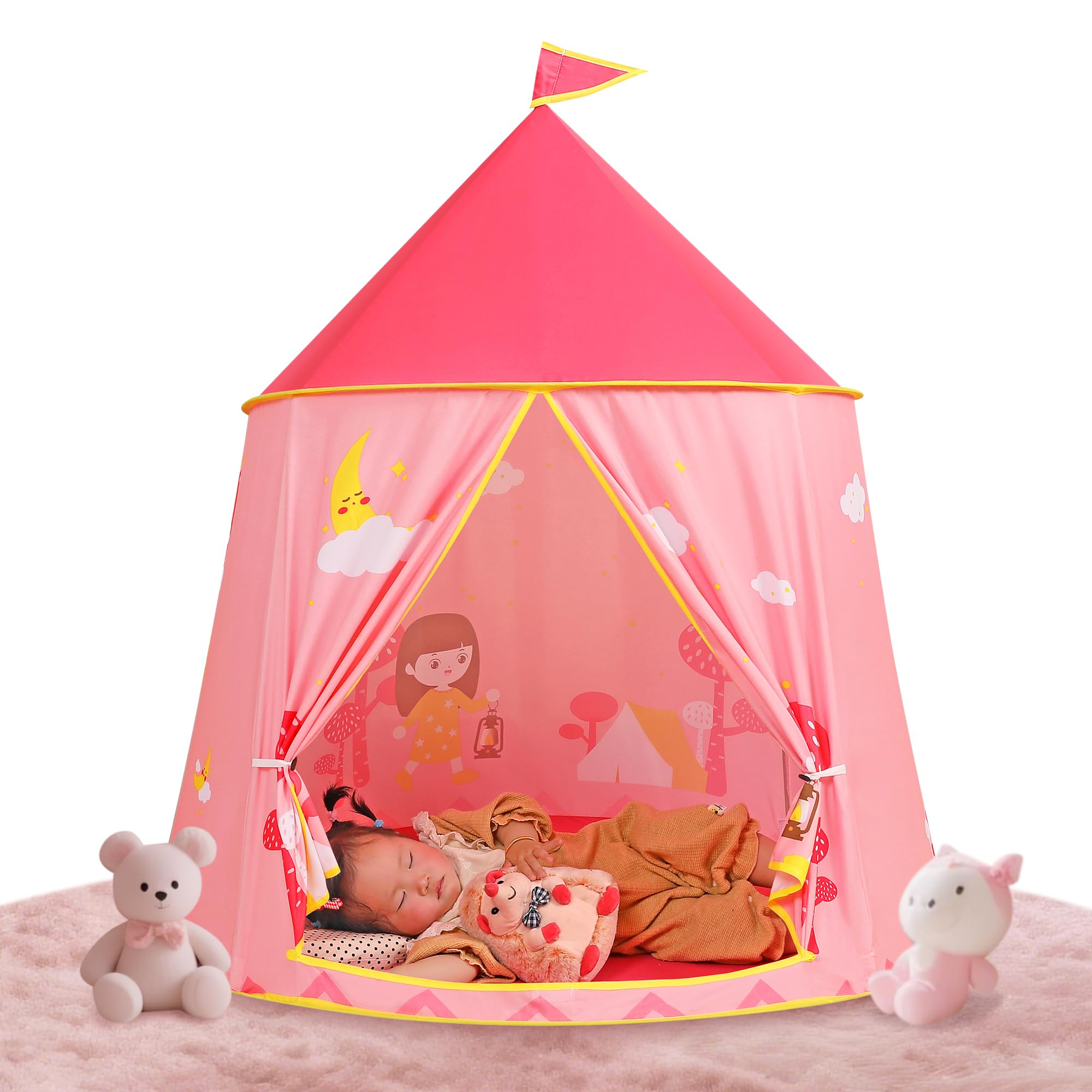 Tienda de campaña para niños pequeños, tienda de campaña de princesa, carpa de castillo, tienda de campaña india portátil, tienda de campaña Tippi, certificado EN71, casa de juegos para uso en