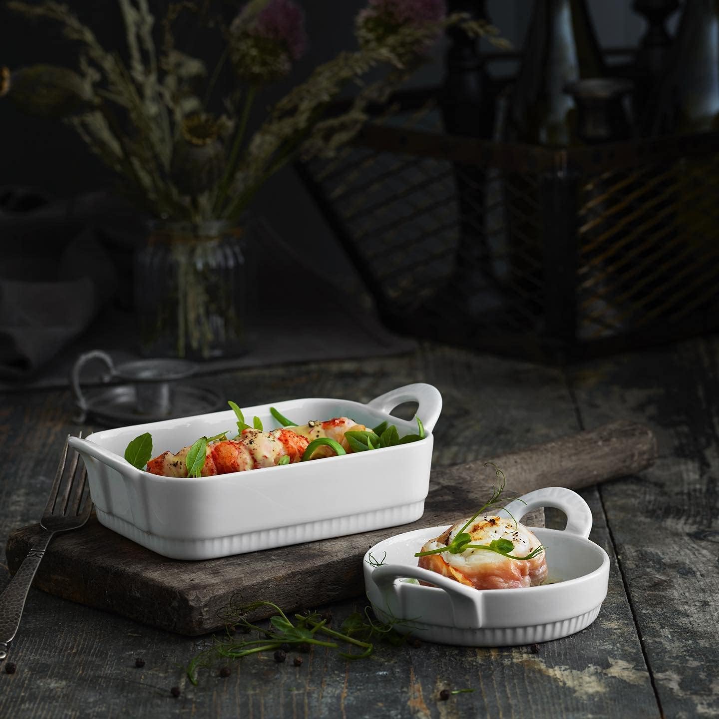 Pillivuyt, Toulouse, Individual Porcelain Rectangular French Baker, 6 Inches x 4.75 Inches, Oven to Microwave