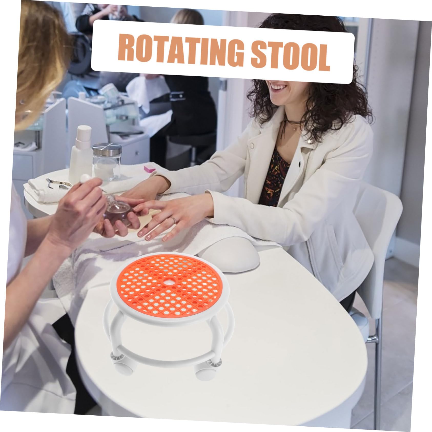 Healeved Sgabello Pedicure Basso Ruote, Sgabello Girevole in Plastico | Manicure e Riparazione Auto, Stabile e Durevole, Piccolo e Rotondo, Stile Unico e Accattivante