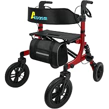 Heavy-Duty Rollator Walkers for Seniors with Seat, Shock Absorber, 450 lb