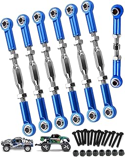 hopsupRC RC Aluminum Adjustable Turnbuckles Upgrades Part for 1/10 Traxxas Slash/Rustler/Stampede/Hoss 2WD 4X4,Alloy Aluminum Adjustable Turnbuckles Camber Links Toe Link,#3644 3745 1935 7PCS Navyblue