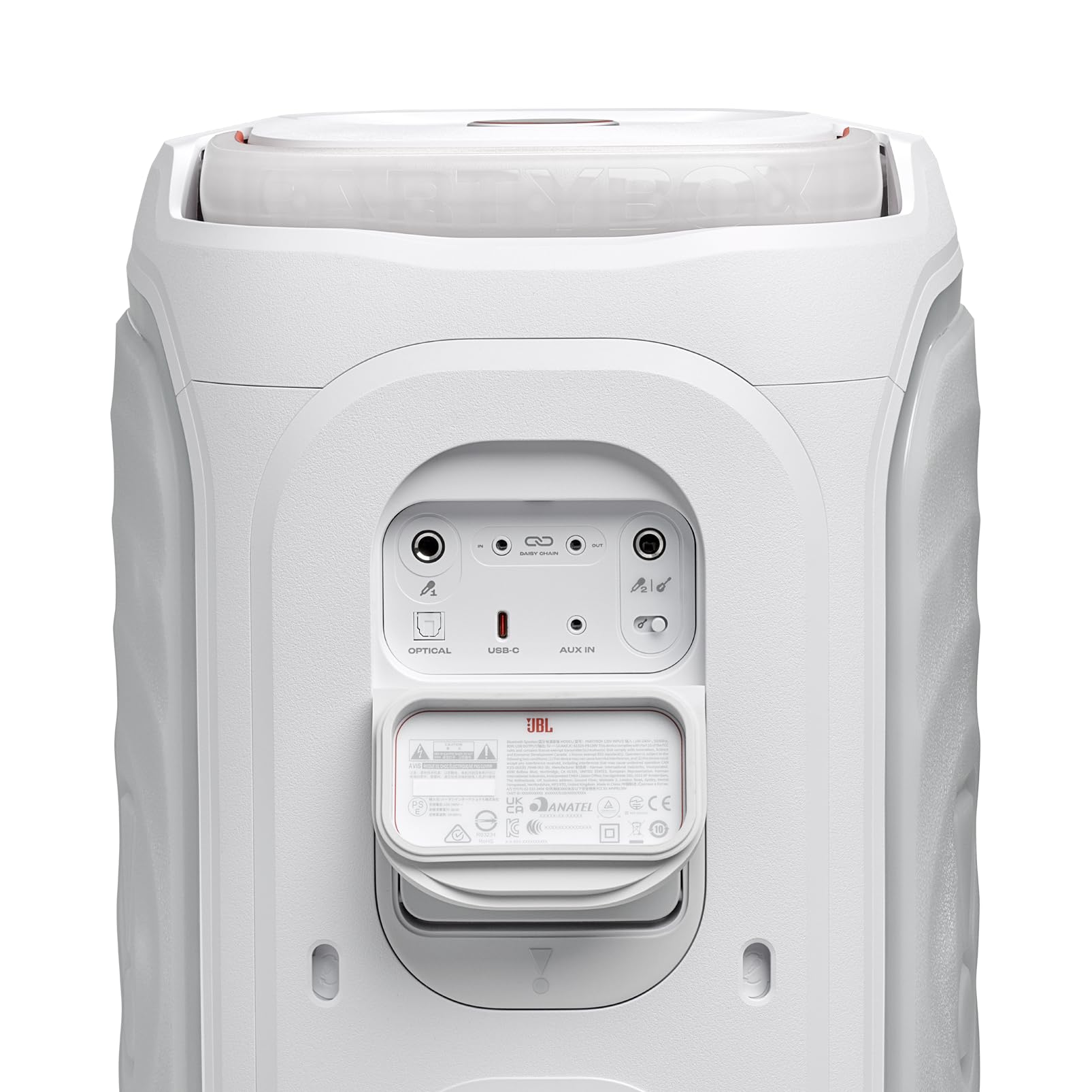 JBL PartyBox 130, Przenośny Głośnik Imprezowy, Biały | Potężnym JBL Sound, Głośnik Bluetooth z Dynamicznym Pokazem świateł, Głęboki Bas, IPX4 Odporny na Zachlapania, do 15 Godzin