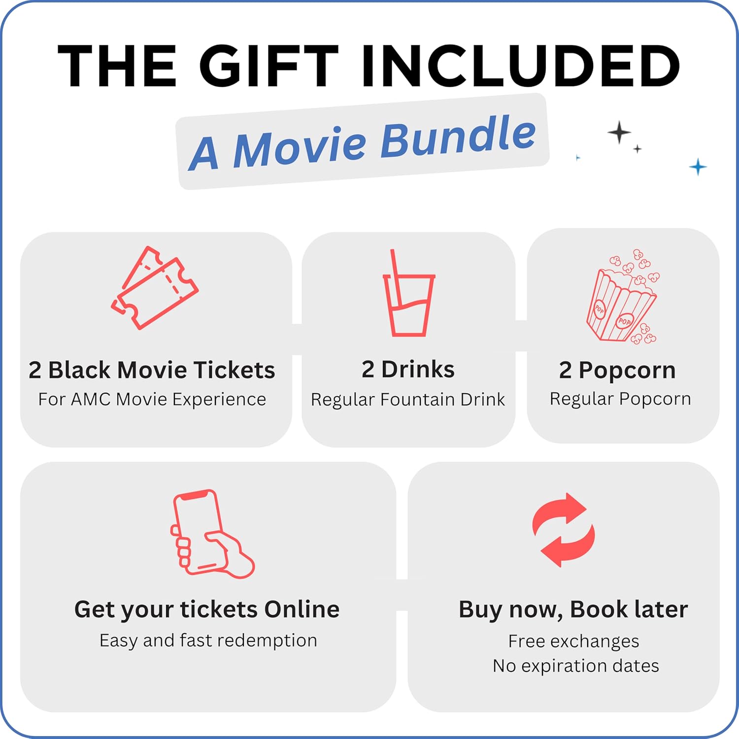 WONDERBOX AMC Movie Night Experience for 2, Gift Box with 2 Movie Tickets, Drinks & Popcorn, Valid at 550 Locations - Image 2