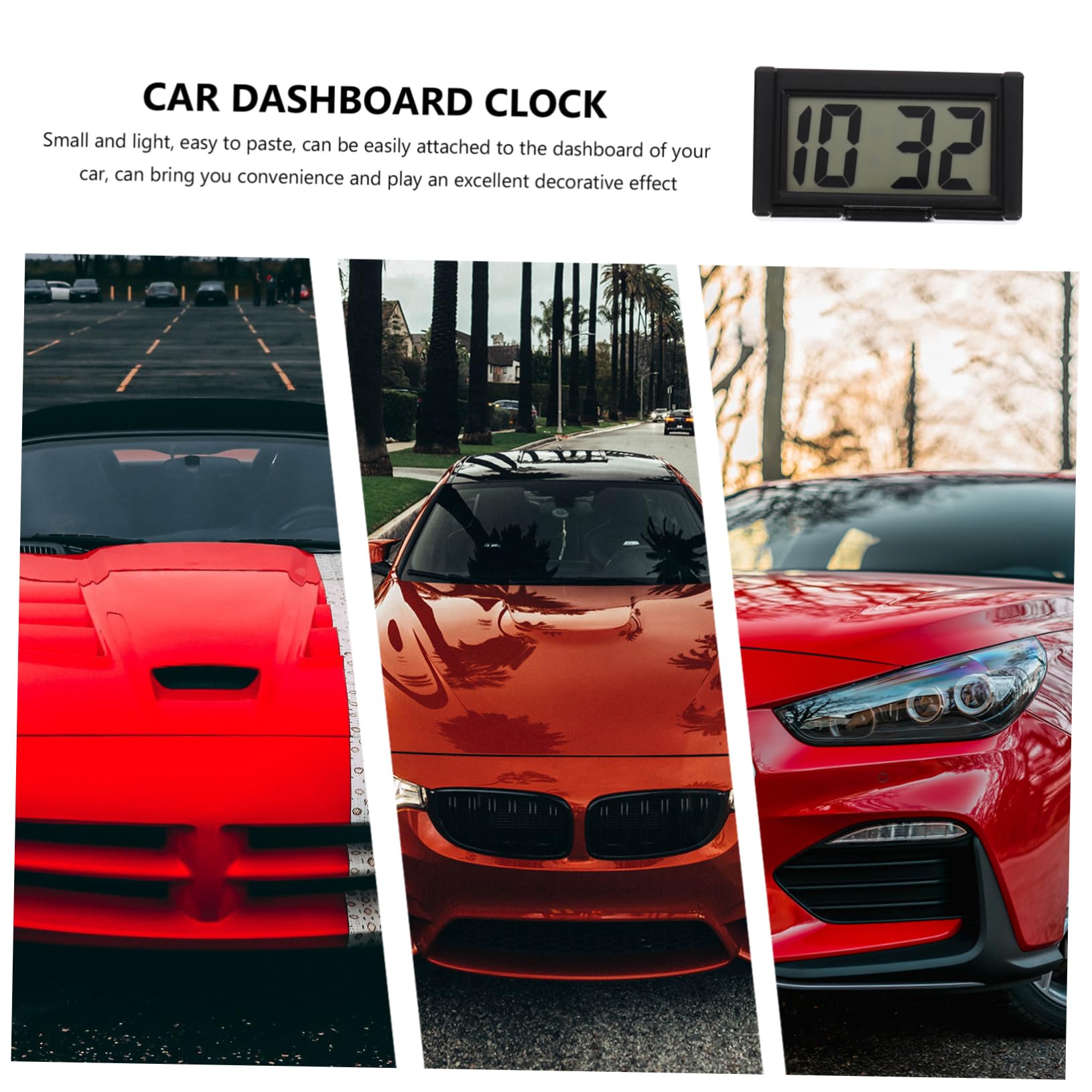 6 Juegos Reloj Electrónico De Coche Reloj De Vehiculo Digital Reloj De Coche Para Tablero Reloj De Automóvil Reloj Del Salpicadero Del Coche El Plastico Black