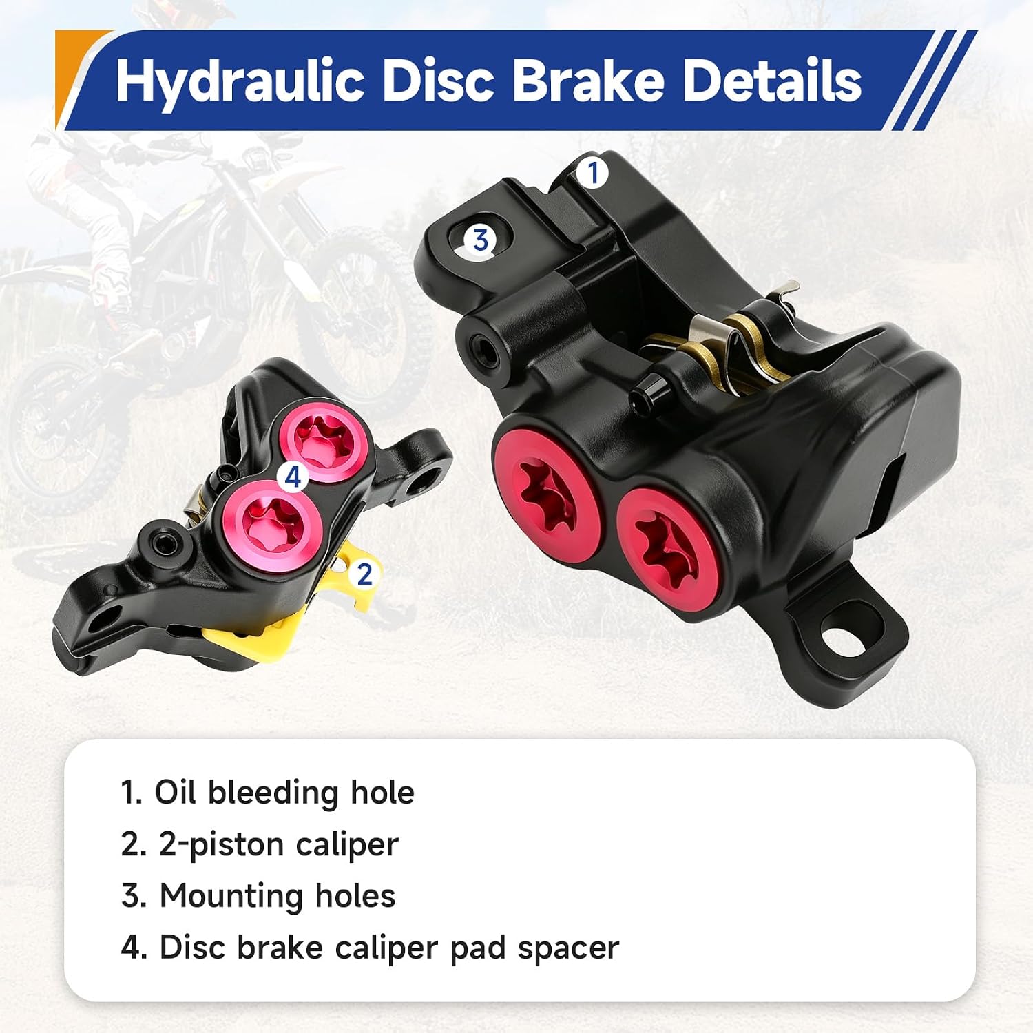 Front Rear Brake Caliper Compatible with Surron Light Bee X S Talaria Sting MX3 MX4 X3 Pro Segway X260 X160 E-Ride Pro SS 1.0 2.0 Electric Dirt Bike Sur-ron Dirt E-Bike Parts with Brake Pads