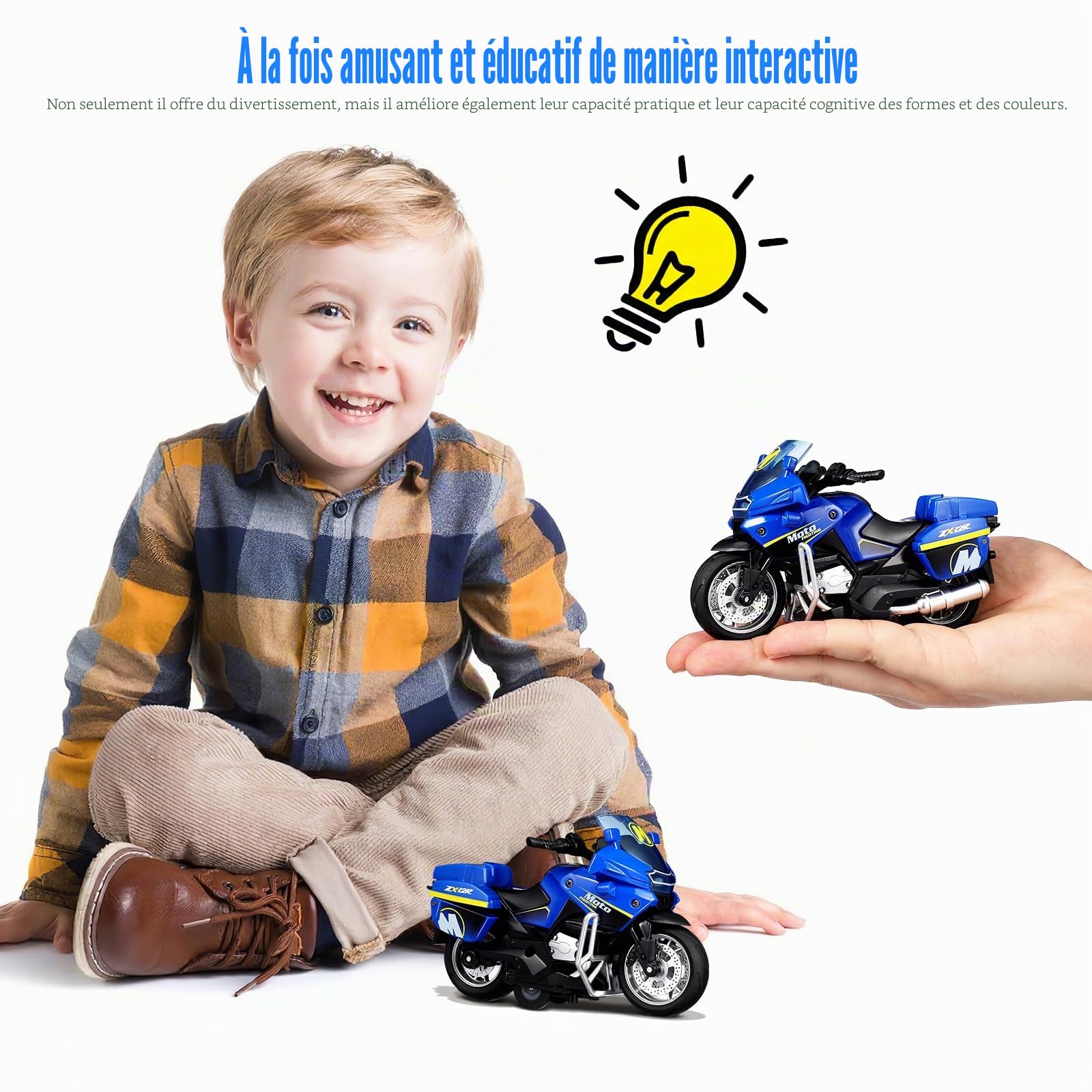 TOYANDONA Jouets de moto électrique pour enfants avec sons et lumières, jouet à friction pour enfants à partir de 3 ans, fournitures de fête d'anniversaire et de Noël