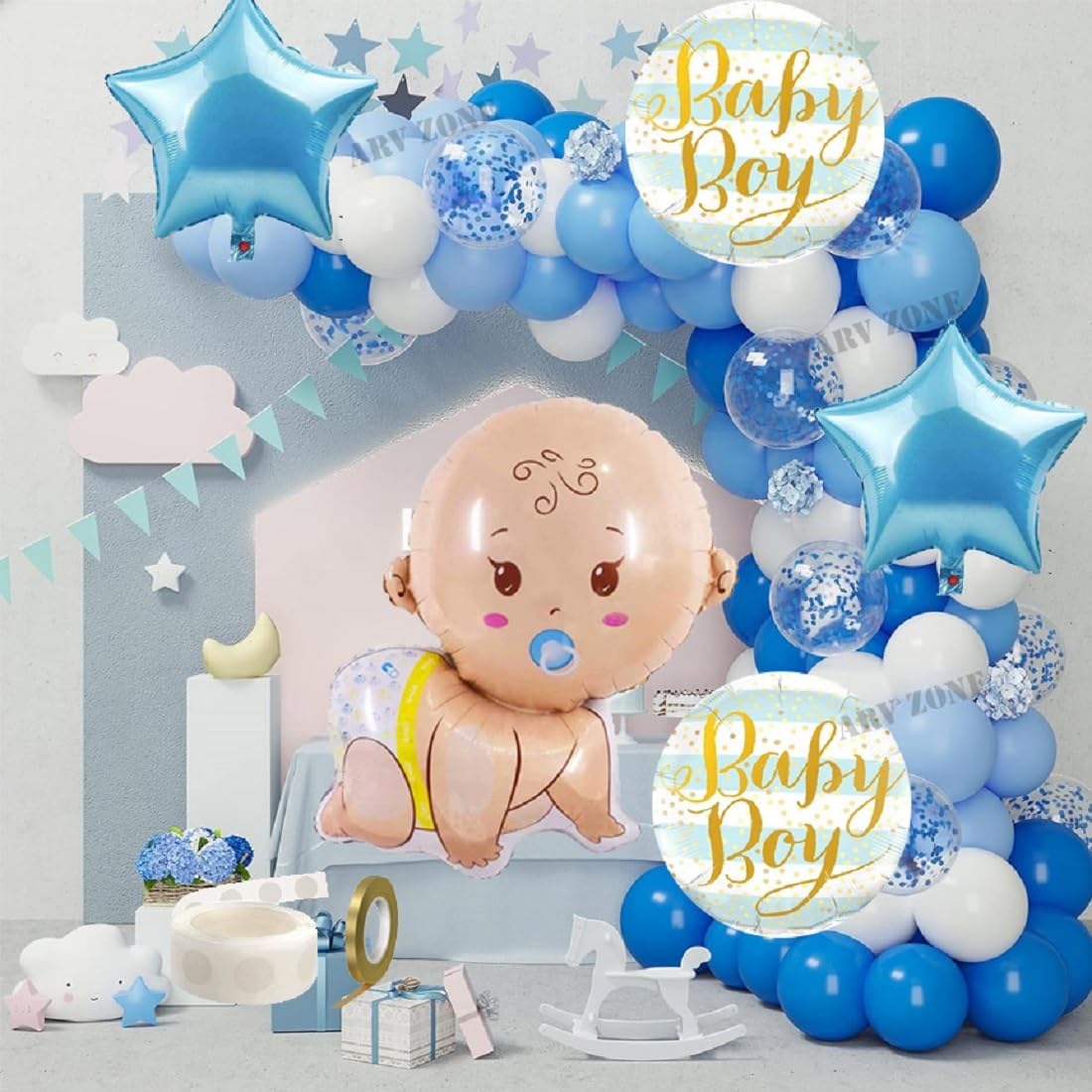 ARV ZONE Home Decoration Kit With Home Letter Balloon Banner Gold Heart Foil