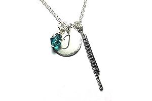 Flute Hand Stamped Sterling Silver Initial Charm Necklace