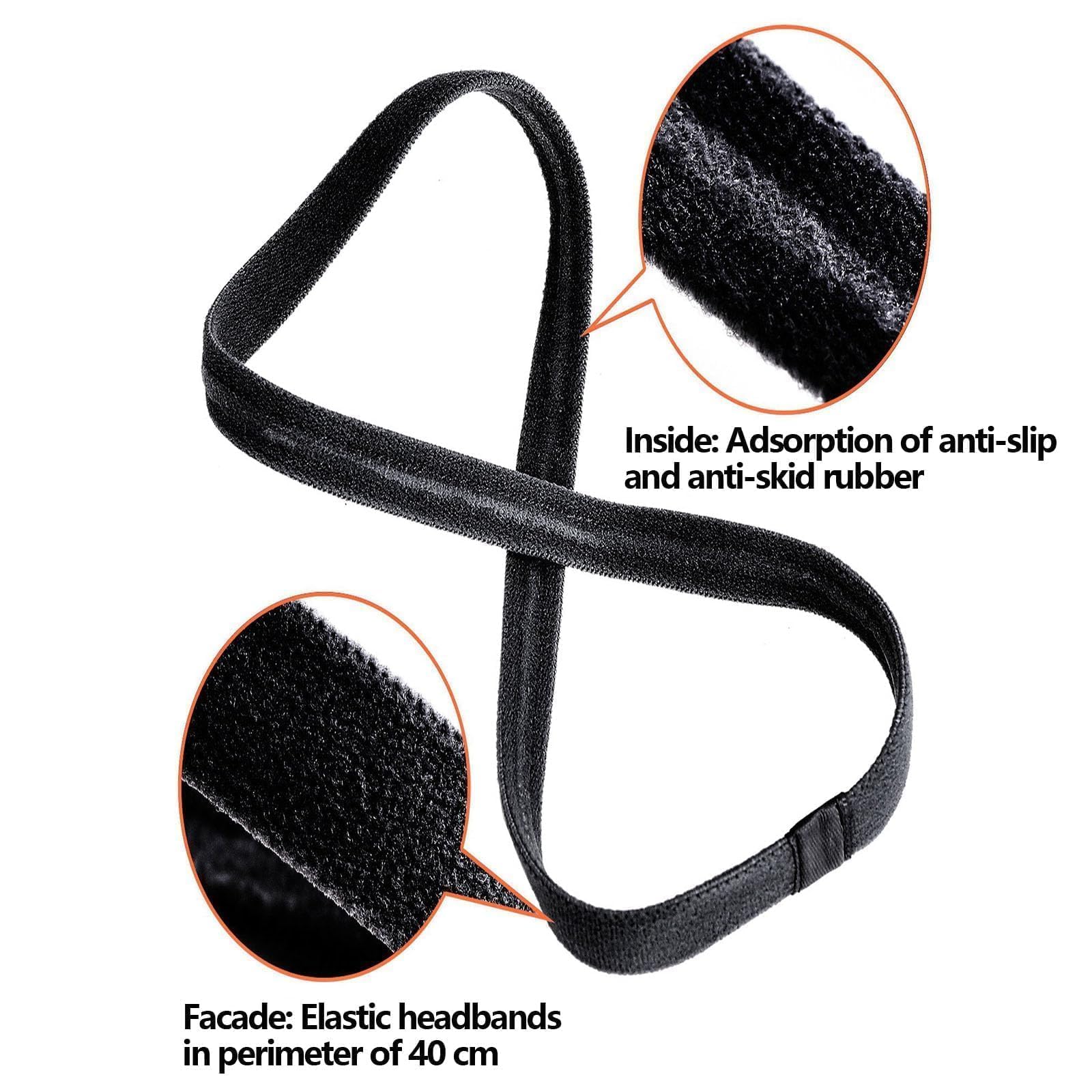 9 Piezas Diadema Deportiva Elásticas Antideslizante, Cinta Pelo Deporte, Hombre Mujer Deporte Diadema para Yoga/Fitness/Correr/Ciclismo (Negro)