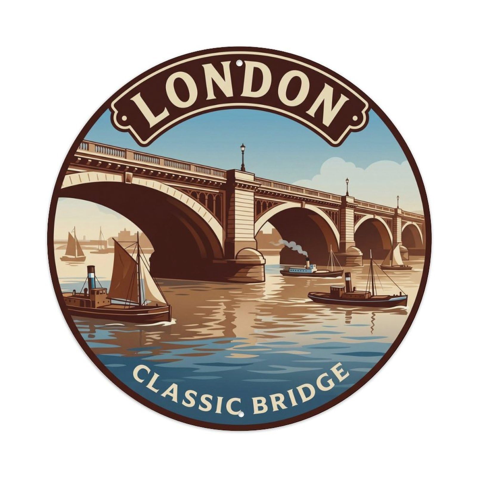 Fqcyn Style Vintage Travel London Bridge Classic Metal Tin Sign
