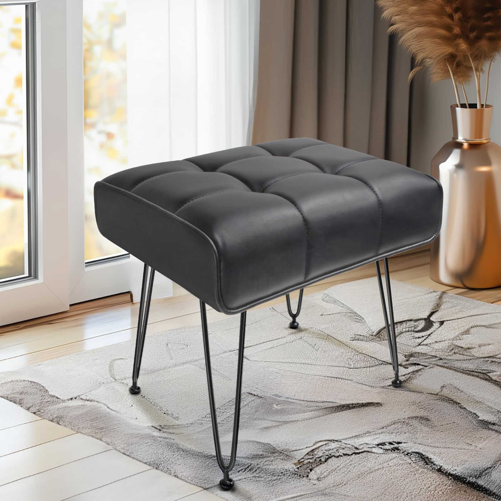 Amazon.com: HOUCHICS Vanity Stool Ottoman Foot Stool, 17" H Vanity ...