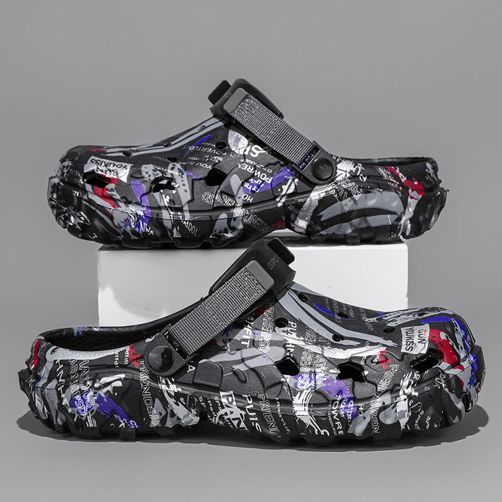 CERYTHRINA Sabots de Jardinage Homme Camouflage à Motif - été Réglable Confortable pour Clogs - Chaussures de Jardin Pantoufles Antidérapant - Caoutchouc Chaussons Aquatiques Confortable pour Jardin