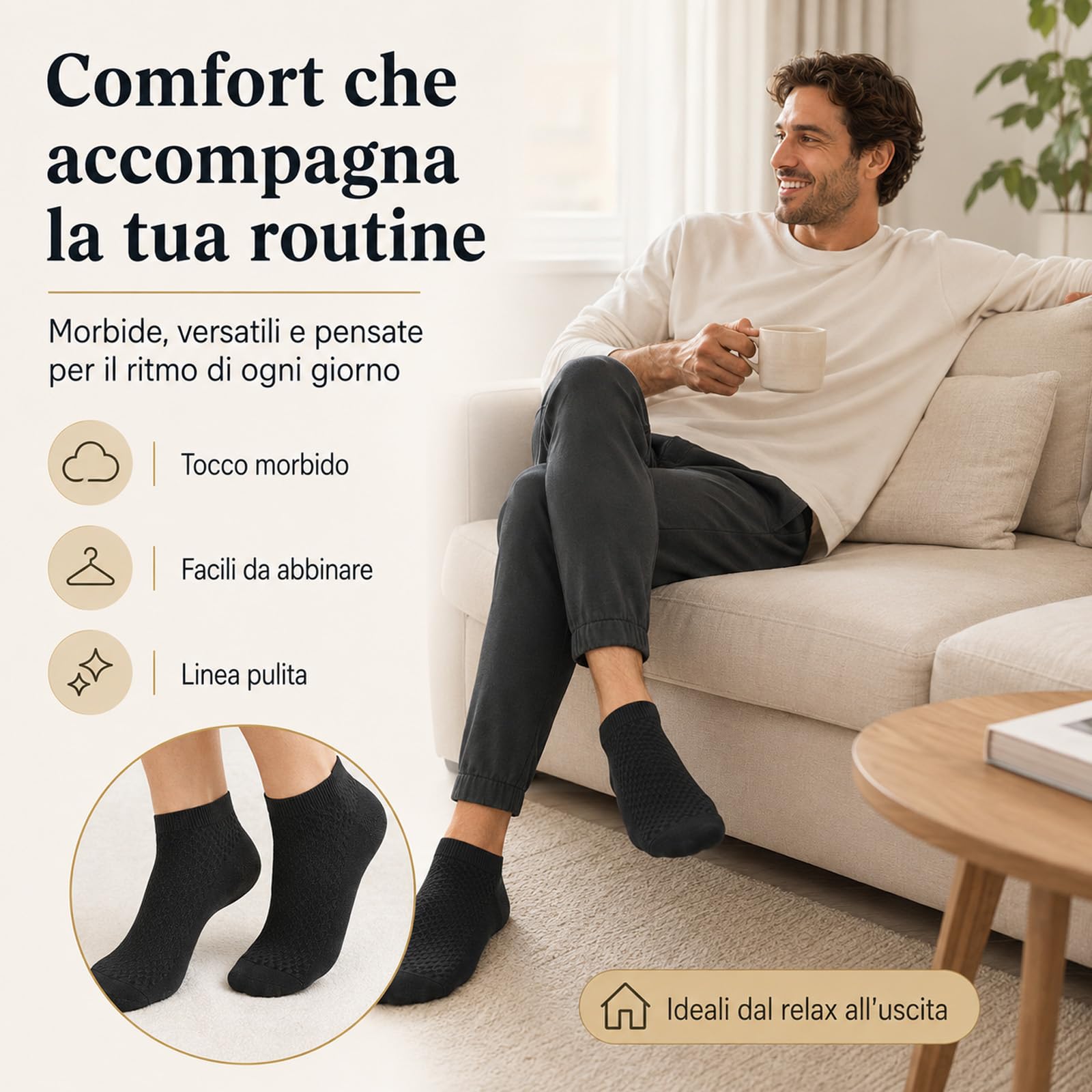 ARCSUN Calzini Lysea Bambù, Elastici Antiscivolo e Anti-odore (10Pezzi)