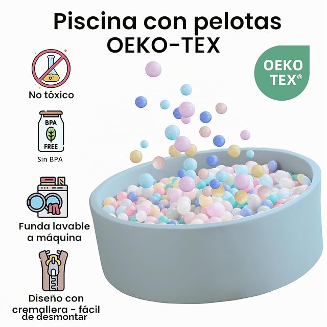Foto 5 de 7 de Zedachica Piscina de bolas para bebé, 120 cm x 40 cm, de espuma, redonda, para interiores y exteriores