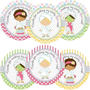 Girl Spa Party Sticker Labels by Adore By Nat - Birthday or Baby Shower Favor Labels and Envelope Seals - Set of 30
