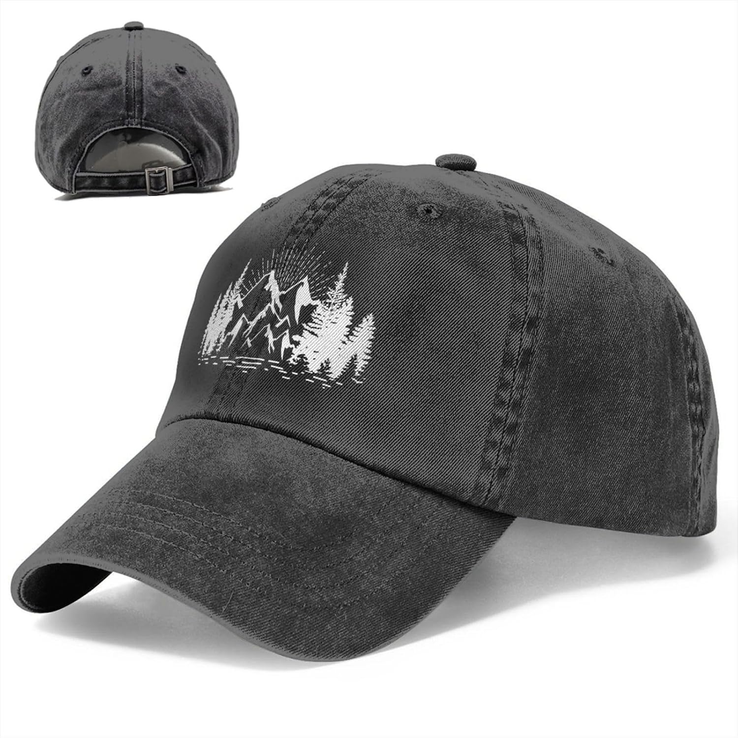 Women's Mountain Trees Hat Washed Vintage Adjustable Baseball Cap for Dad Mom - Image 8