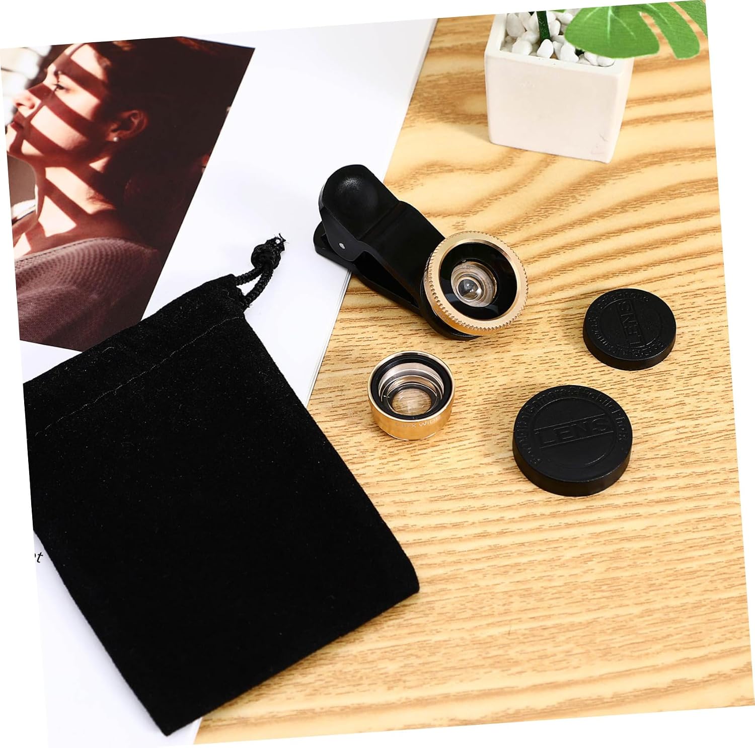 Toyvian Fisheye Macro Wide Angle Lens X Portable Phone Lens Clip Macro Lens Cell Phone Lens Cellphone Smartphone Camera Lens Smartphone Lens Fish Eyes Lens for Lens Macro Z Golden image 4
