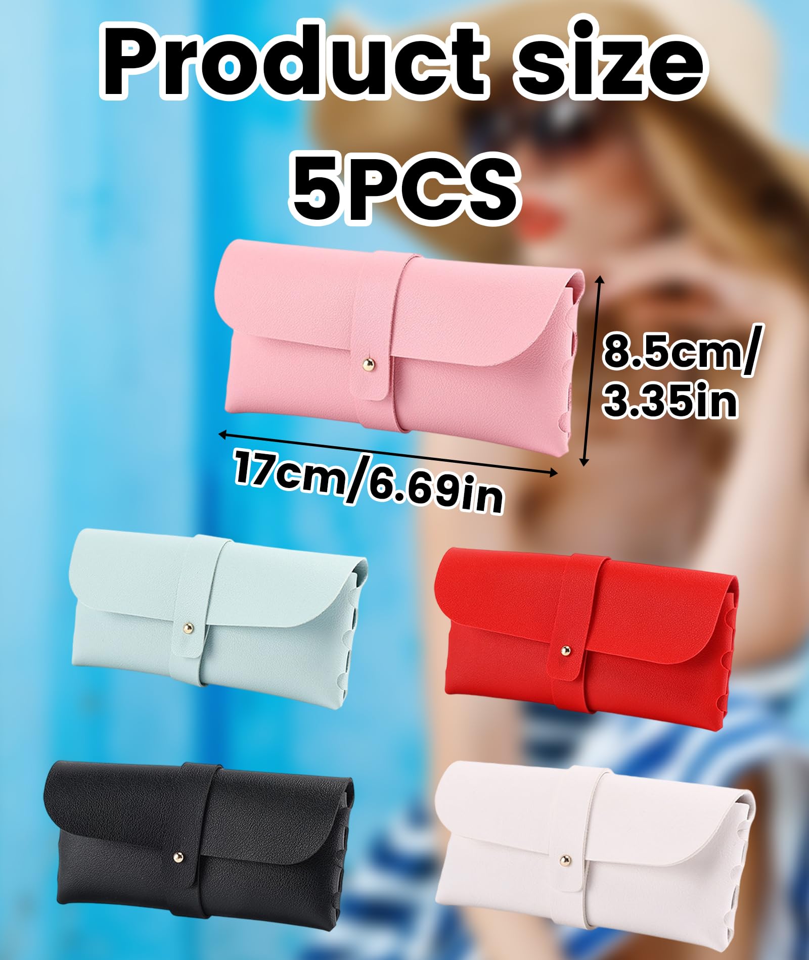 Chuppinz 5 PCS Sunglasses Case, Soft Leather Sunglasses Cover, Sunglass Case, Sunglassess Organizer, Portable Travel Glasses Case, Simple Specs Protective Pouch(Five different colors) - Image 2 thumbnail