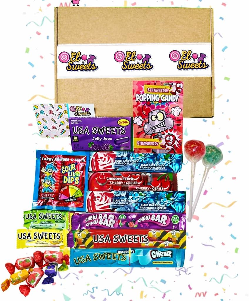 American & International Candy Gift Box – Mixed Chewy, Sour & Fizzy Treats – Perfect Snack Hamper Gift