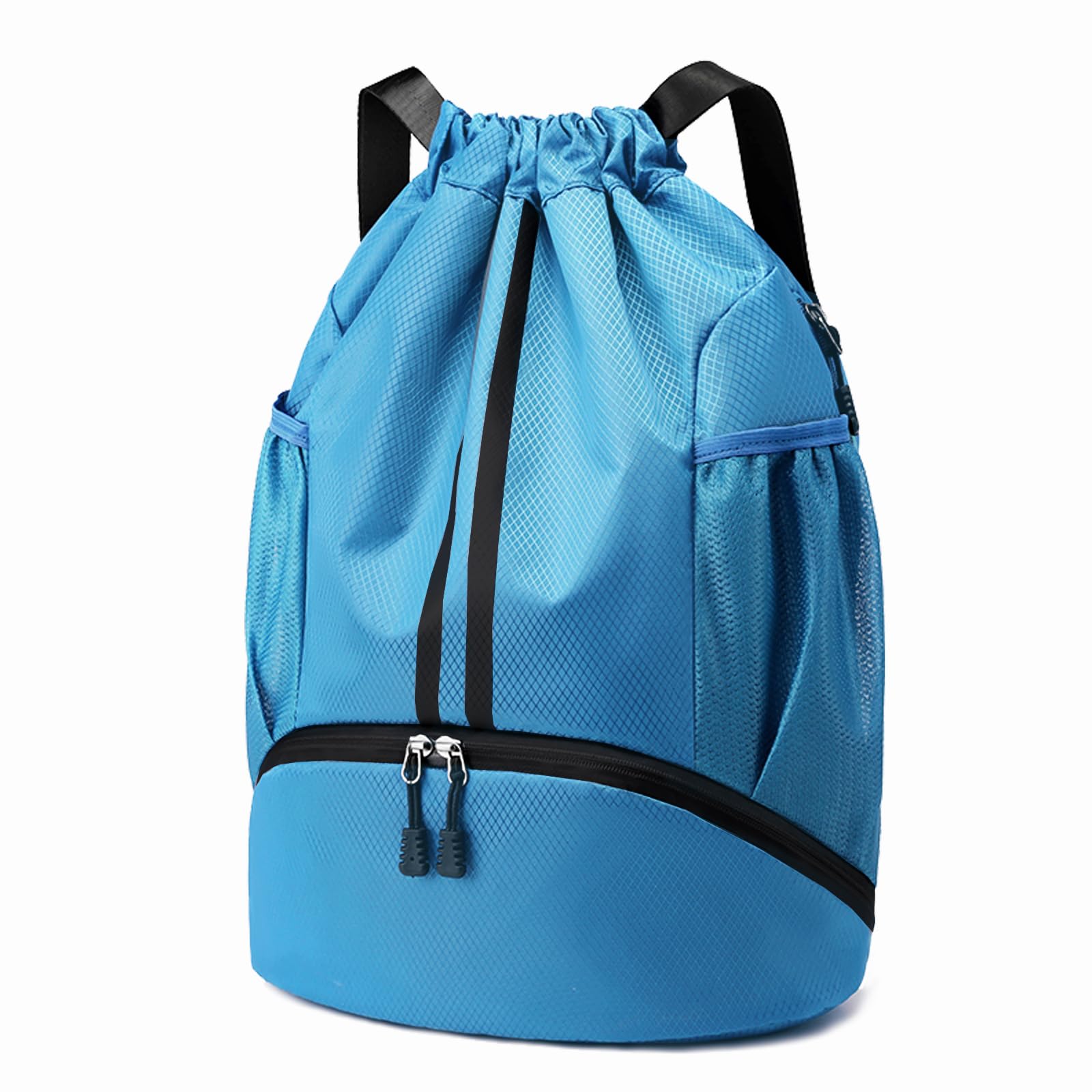 Hoedia Sports Drawstring Backpack - String Swim Gym Bag with Shoes Compartment and Wet Proof Pocket for Women/Men