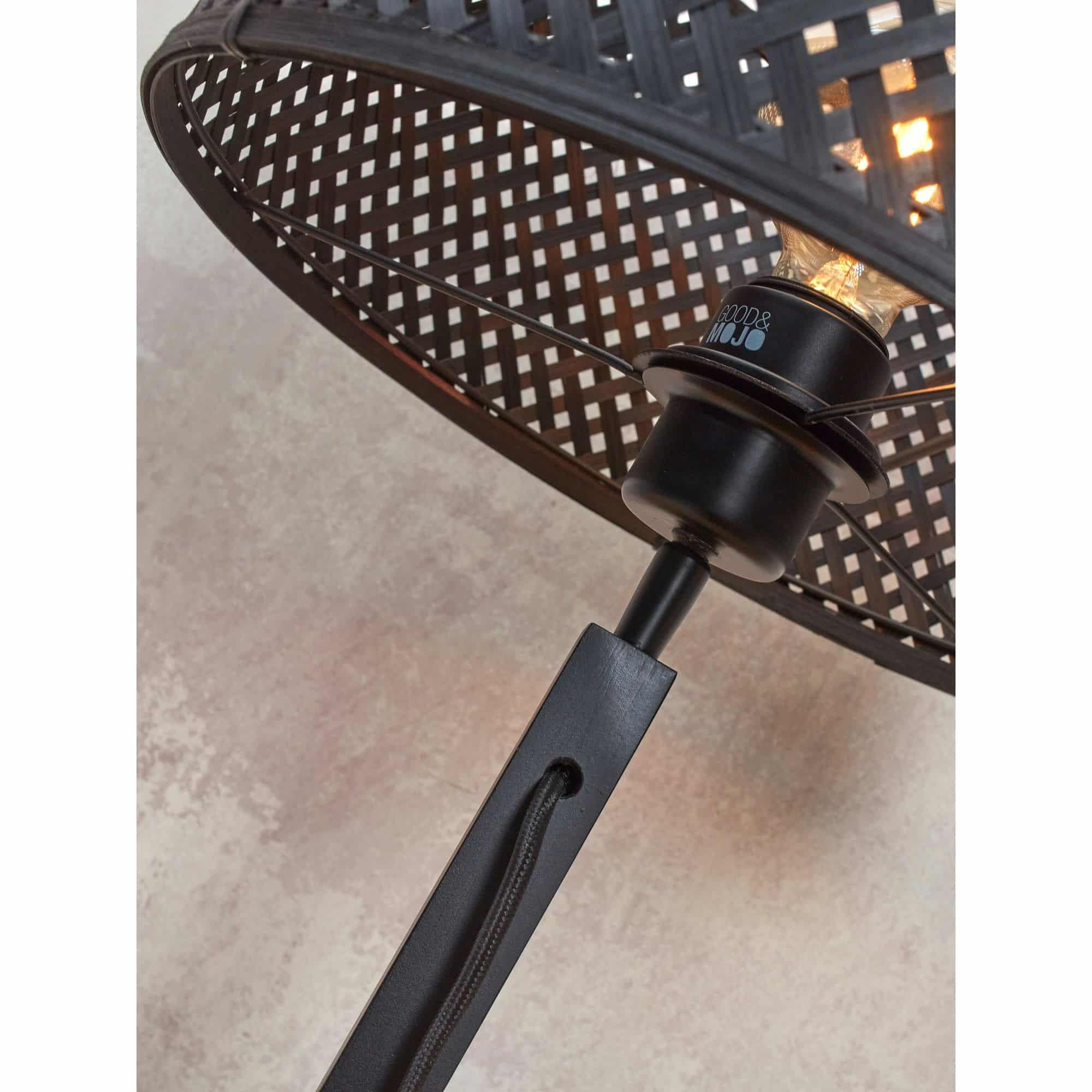 Good&Mojo [W] Lampe sur pied Java avec étagère Noir 50 x 22 cm