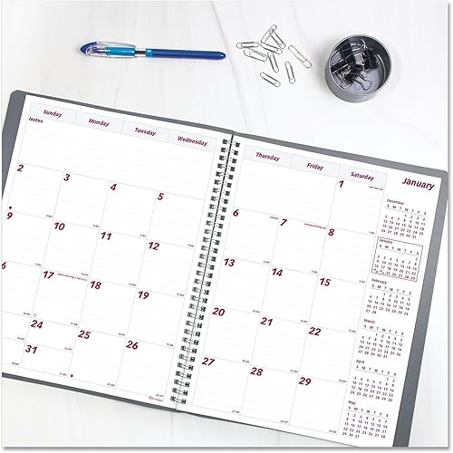 Miniatura 4 de Brownline Agenda mensual esencial 2024, 14 meses, diciembre de 2023 a enero de 2025, encuadernación de doble alambre, 11 x 8.5 pulgadas, azul